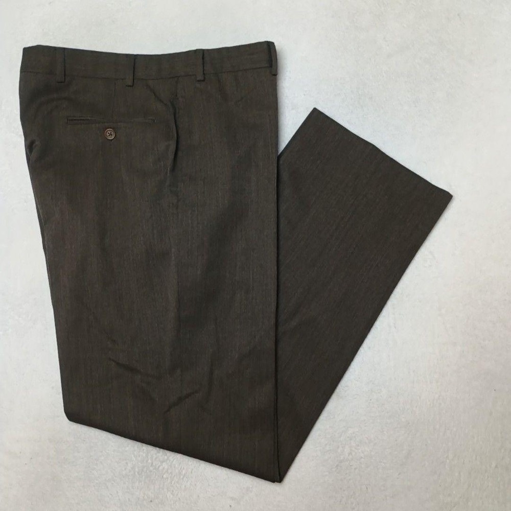 Brooks Brothers Pant Men 36x32 Brown 346 Madison Dress Wool Viscose Suit Slacks